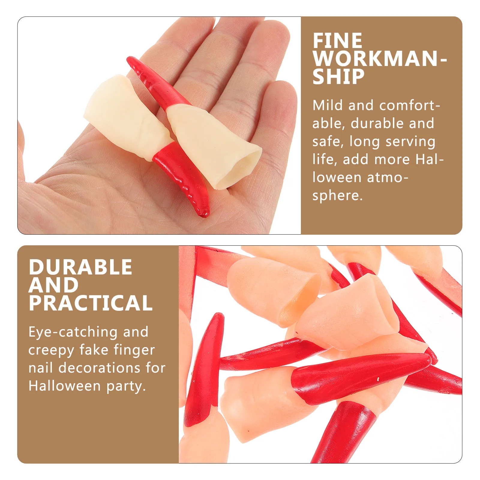 40 szt. Sztuczne palce czarownicy do cosplayu, długie tipsy na paznokcie, paznokcie na Halloween, straszne rekwizyty na imprezę, żarty, palce czarownicy, sztuczne palce