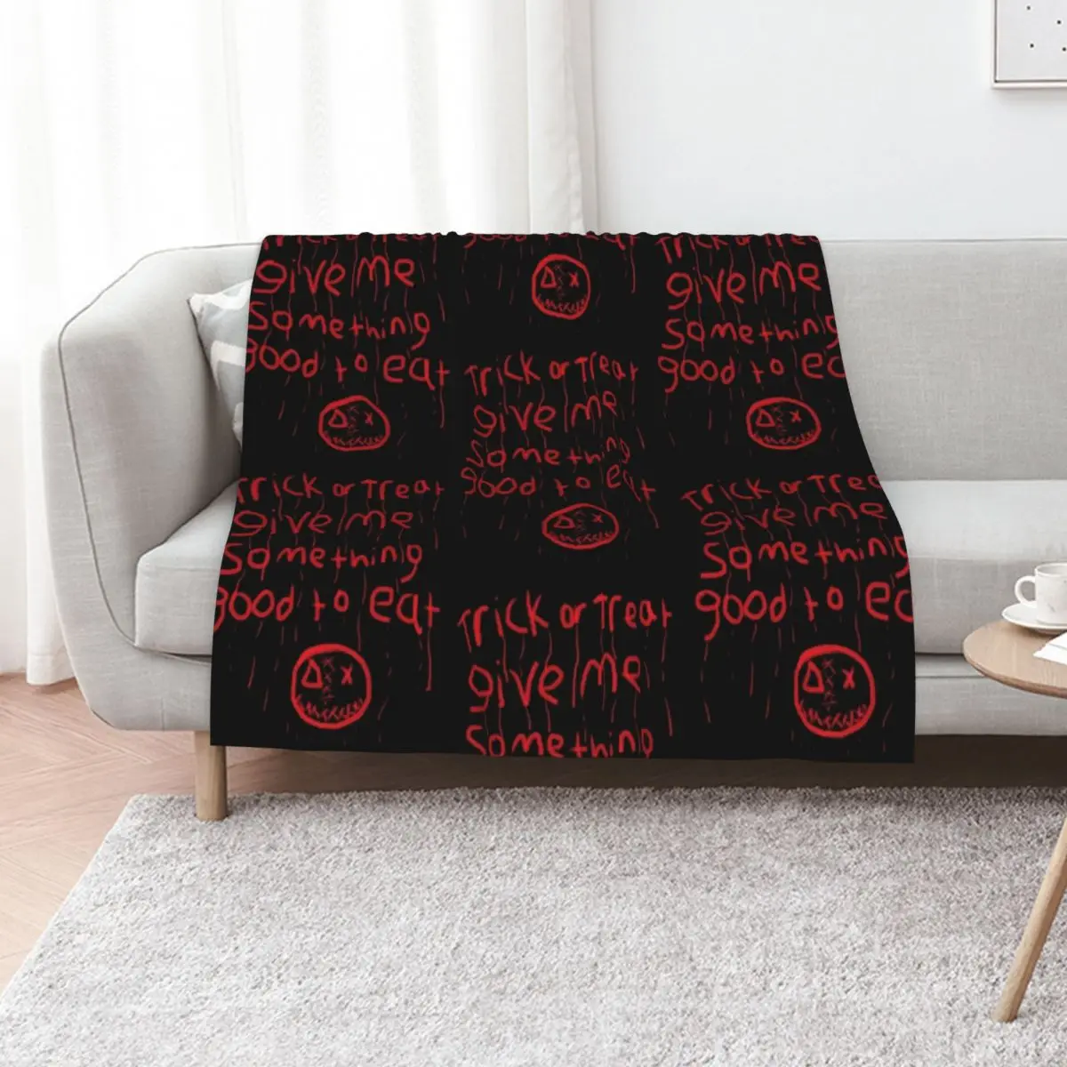 trick r treat sam bloody writing Throw Blanket Stylish Couch Blanket for Home Living Room