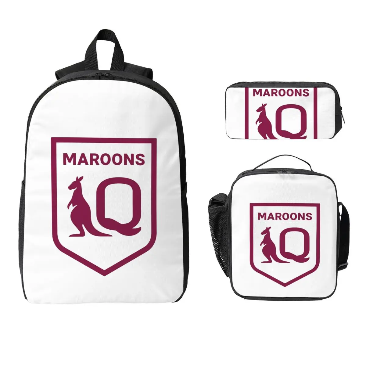 

Maroons Queensland Logo Backpack Student Boys Girls BookBag School Bag Laptop Shoulder Bags 3ps Insulated Lunch Bag Pencil Case