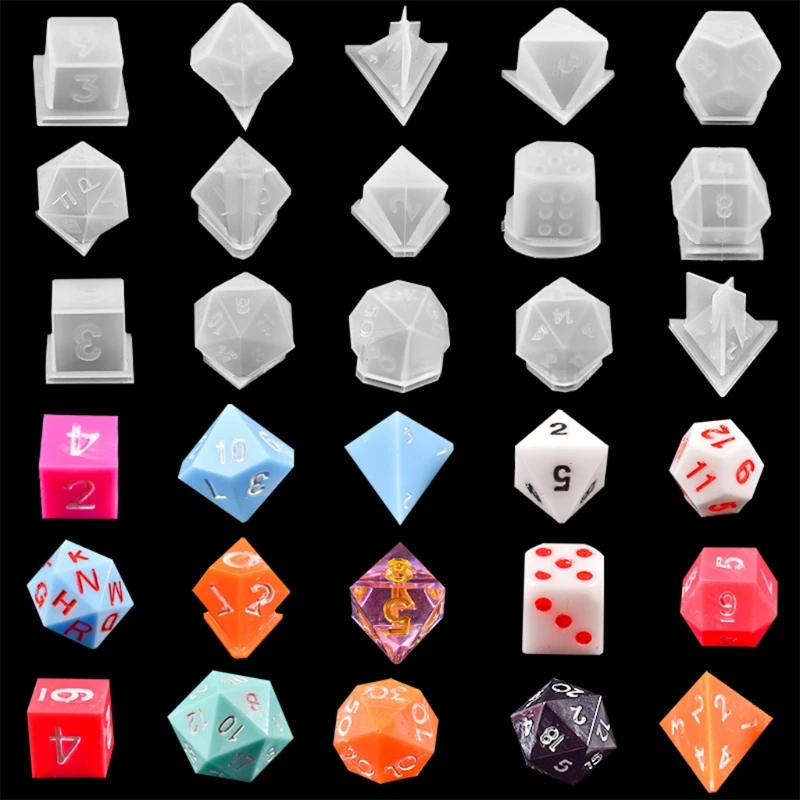 15 Shapes Irregular Dice Epoxy Resin Molds Dice Dried Flower Resin Molds Silicone Mould Making DIY For Multi-spec Digital Game