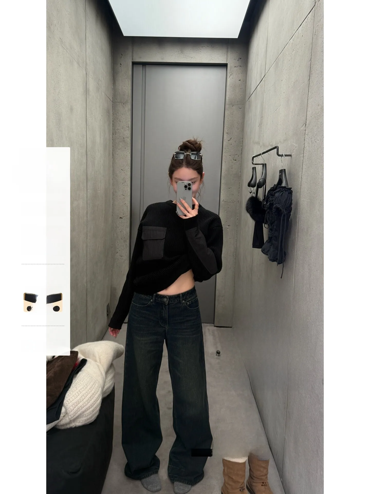 

Handmade Wide Leg Straight Jeans Women's Autumn Winter Loose Long Trousers Casual Fashion Set Casual Scene Adult Women