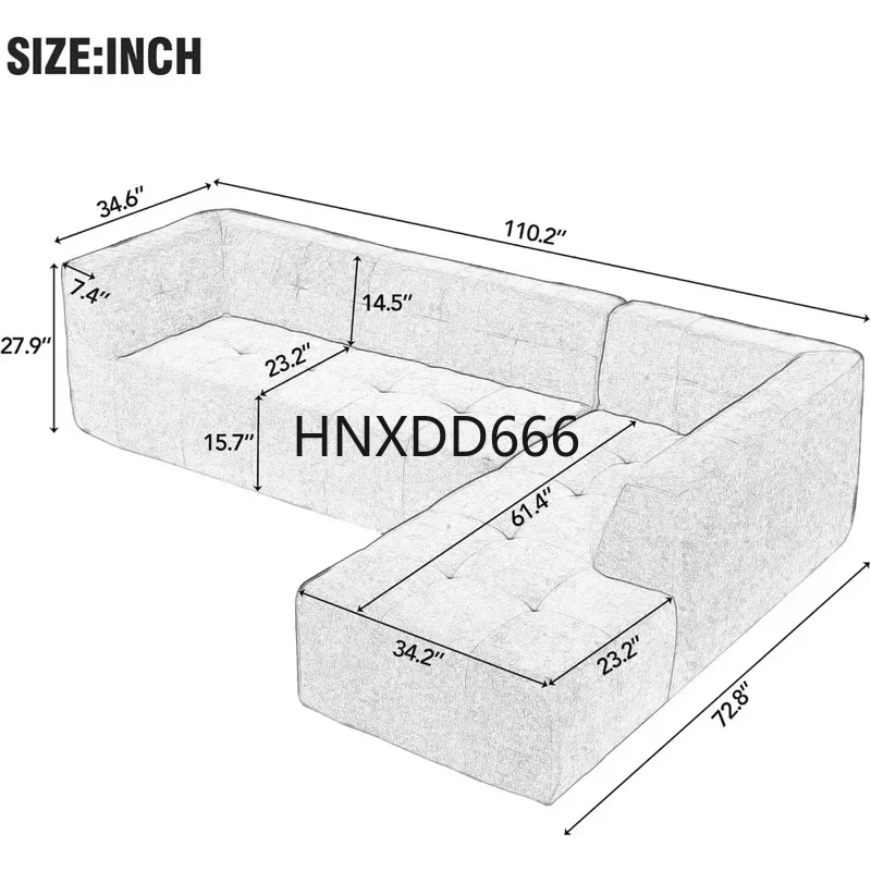 

Modular L-Shaped Sectional Sofa, Free Combination Corner Upholstered Couch for Living Room