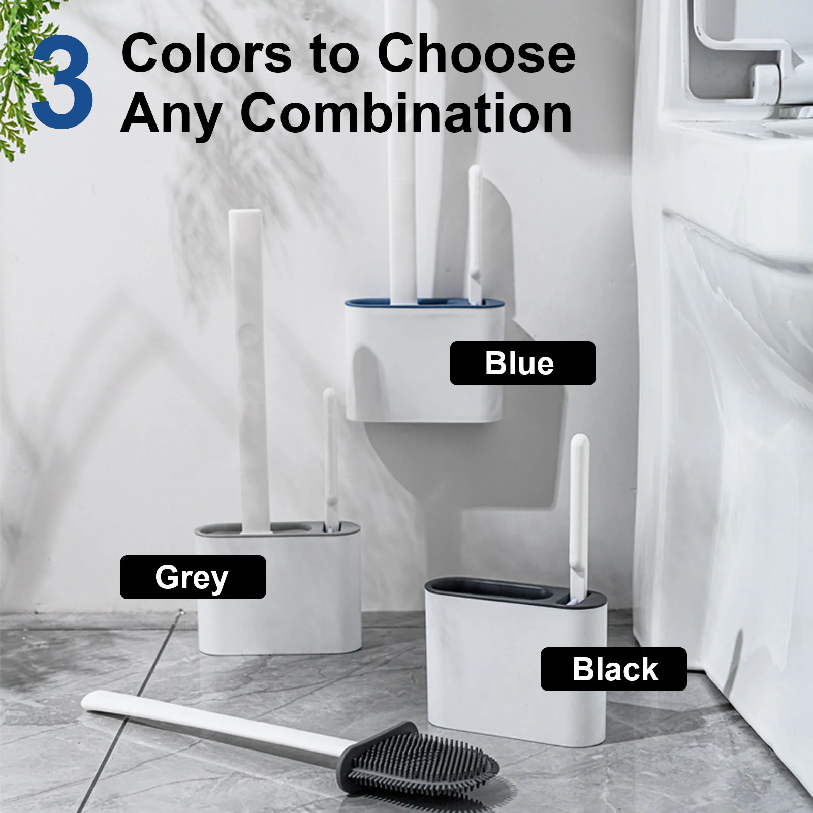 Wall-Mounted Silicone Toilet Brush 2