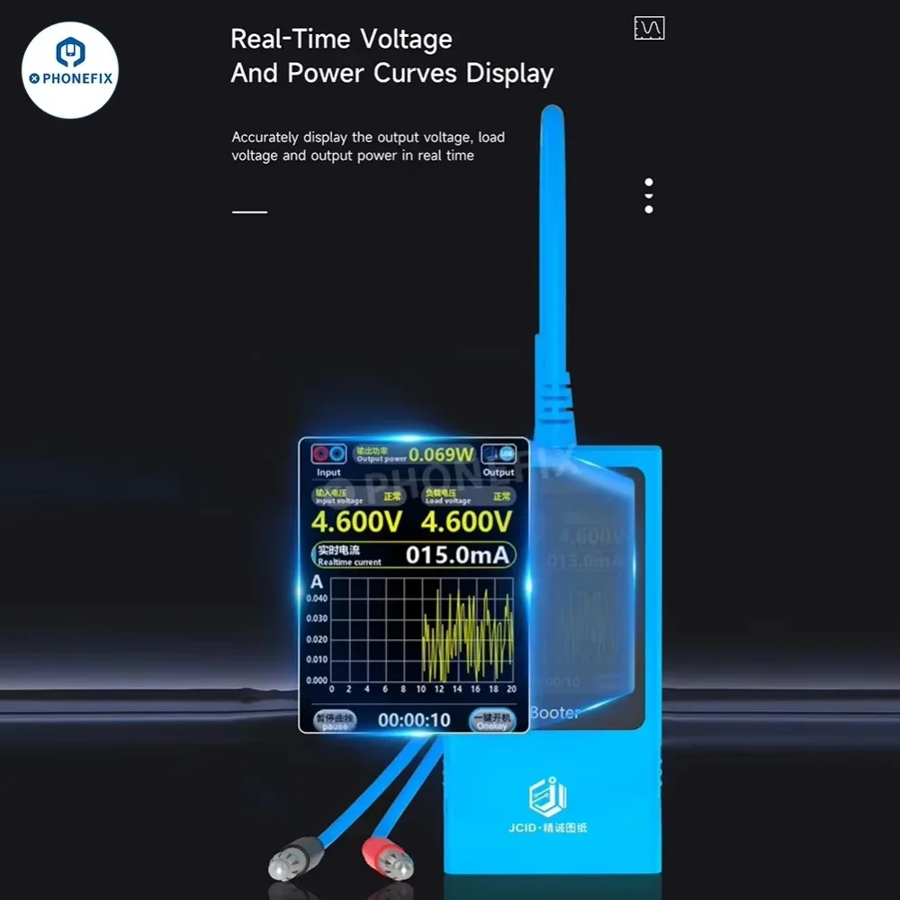 JCID IBooter Current Analyzer Short Circuit Diagnosis Detector One Key Boot Voltage Real-time Monitor for iPhone X-15PM Android