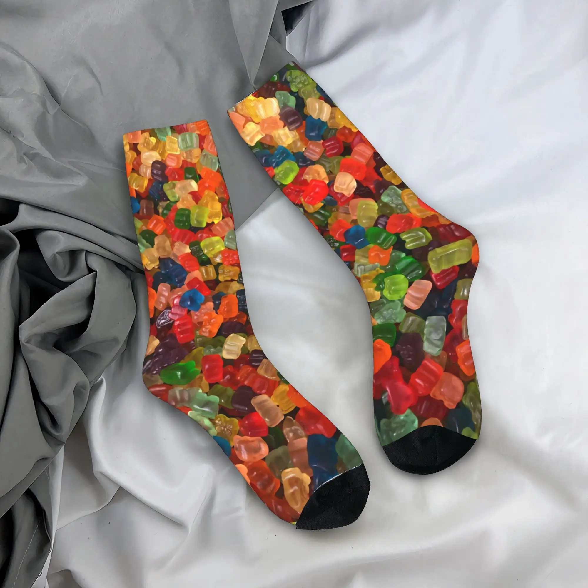 

Носки с рисунком сладких жевательных мишек, унисекс, мужские, разноцветные, в виде конфет, высокого качества, забавные, зимние, нескользящие, для альпинизма, подарок