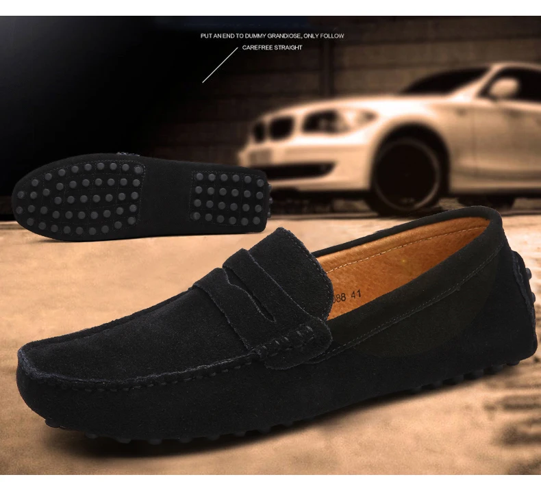

Slip On Men's Flats Fashion Men Male Driving Shoes Size 38-49 High Quality Leather Loafers Mens Casual Moccasins