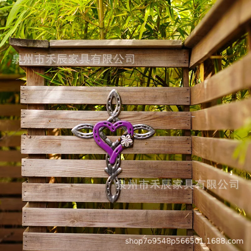 Natural HorsehsoeCross with Heart Horseshoe Cross