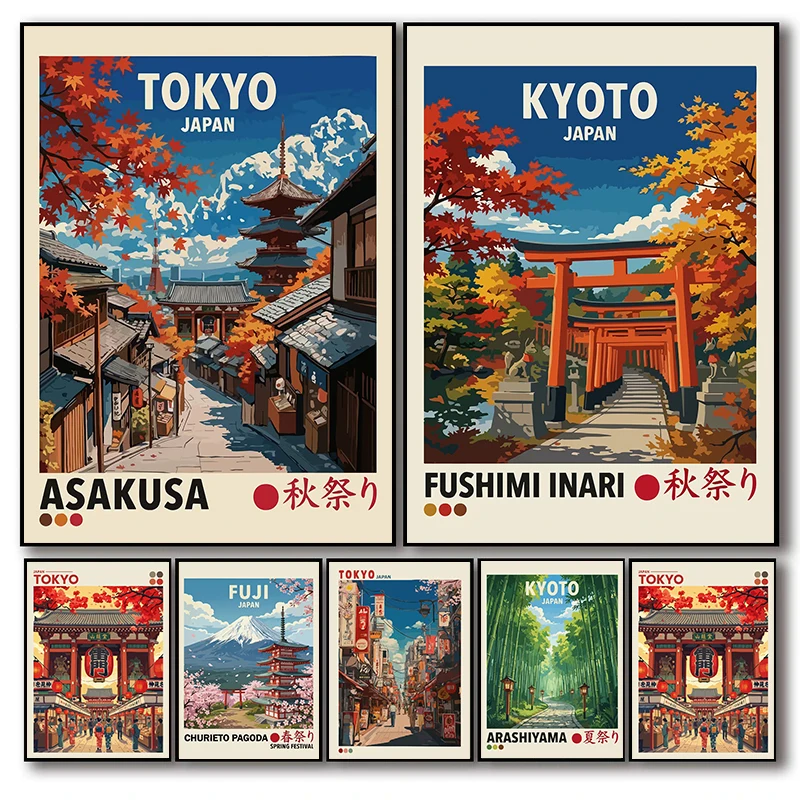 Traditional Japanese Festival Posters Arashiyama Bamboo Osaka Modern Prints Canvas Painting Wall Art Pictures Home Room Decor