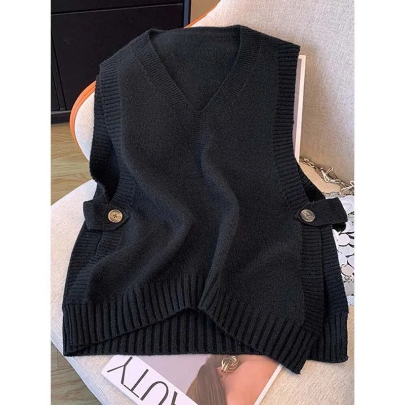 

Spring And Autumn New Women'S Vest Knitted Sleeveless Loose Solid Color Sweater