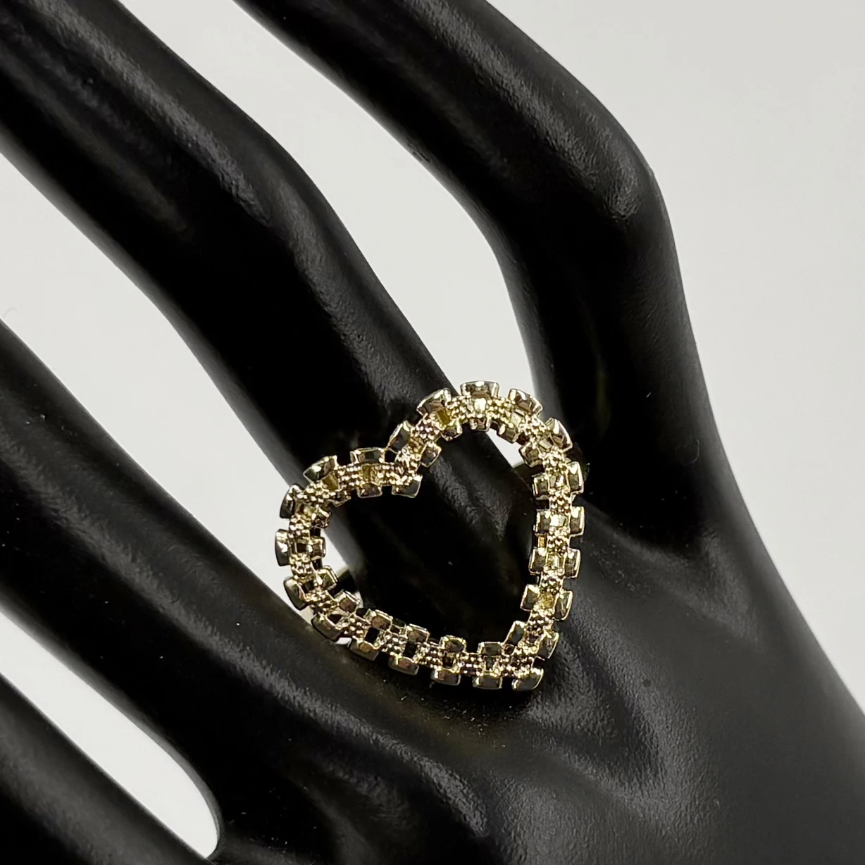 Women's Hip Hop Heart Shape Chain Design Ring 14K Gold Plated Big Size 20mm Fashion Jewelry Nugget Finger Ring