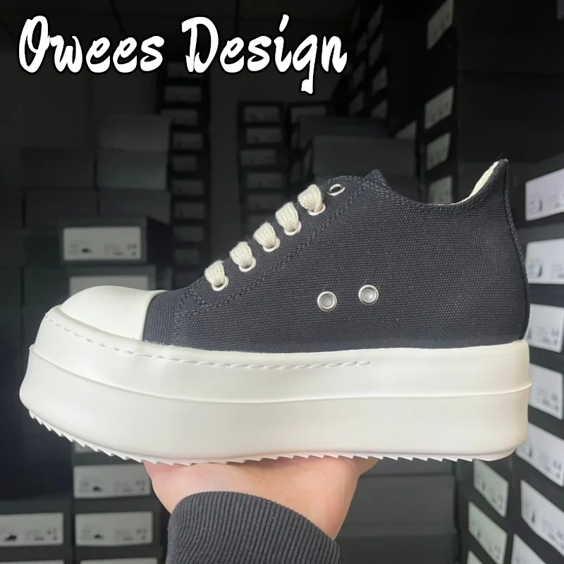 

Brand Round Designer Women Canvas Sneaker Platform 6cm High Original Men's Casual Luxury Black Canvas Fashion Flat Street Shoes