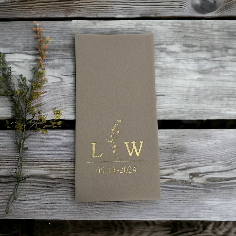 50 Uds. Servilletas de boda personalizadas, boda, tela texturizada y se siente como lino, Servietten Hochzeit