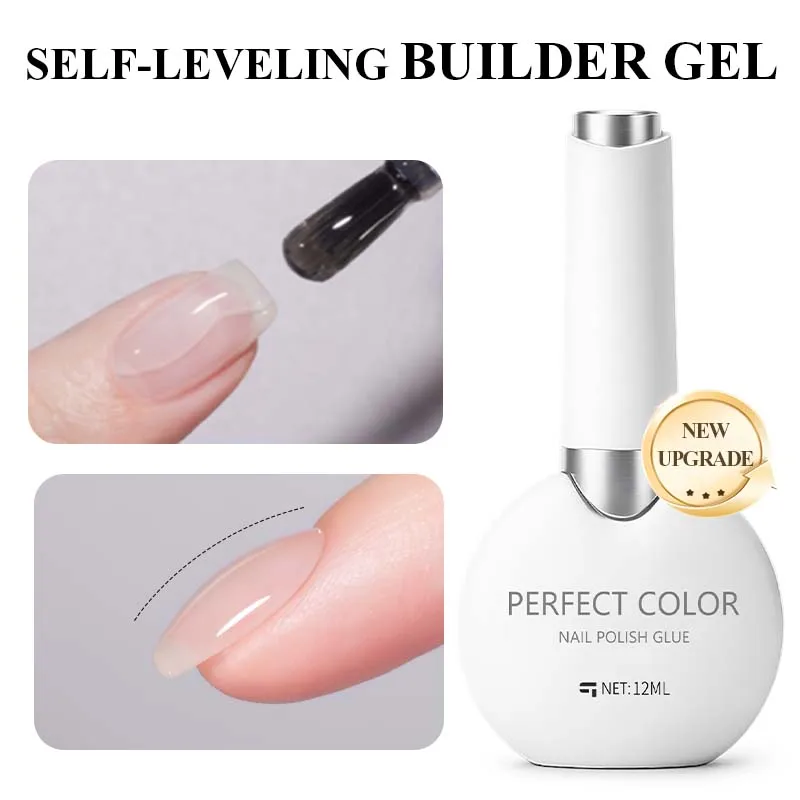 PERFECT COLOR 12ml Selbstnivellierendes Aufbaugel, Nagelverstärker, Dickflüssiges Langlebiges Soak-Off Gel, UV-LED-Härtung