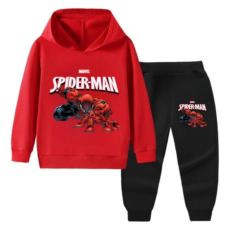 Disney printemps vêtements pour enfants ensembles Spider-Man imprimé garçons mince sweat + pantalon de survêtement 2 pièces enfants pull à capuche ensemble survêtement
