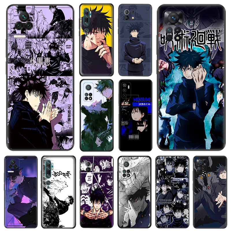 Matte Phone Case For Redmi Note 11 Pro 10 11s 10s 10a 10c Xiaomi 11t 10t Note10 Fushiguro Megumi Jujutsu Kaisen Black Soft Cover