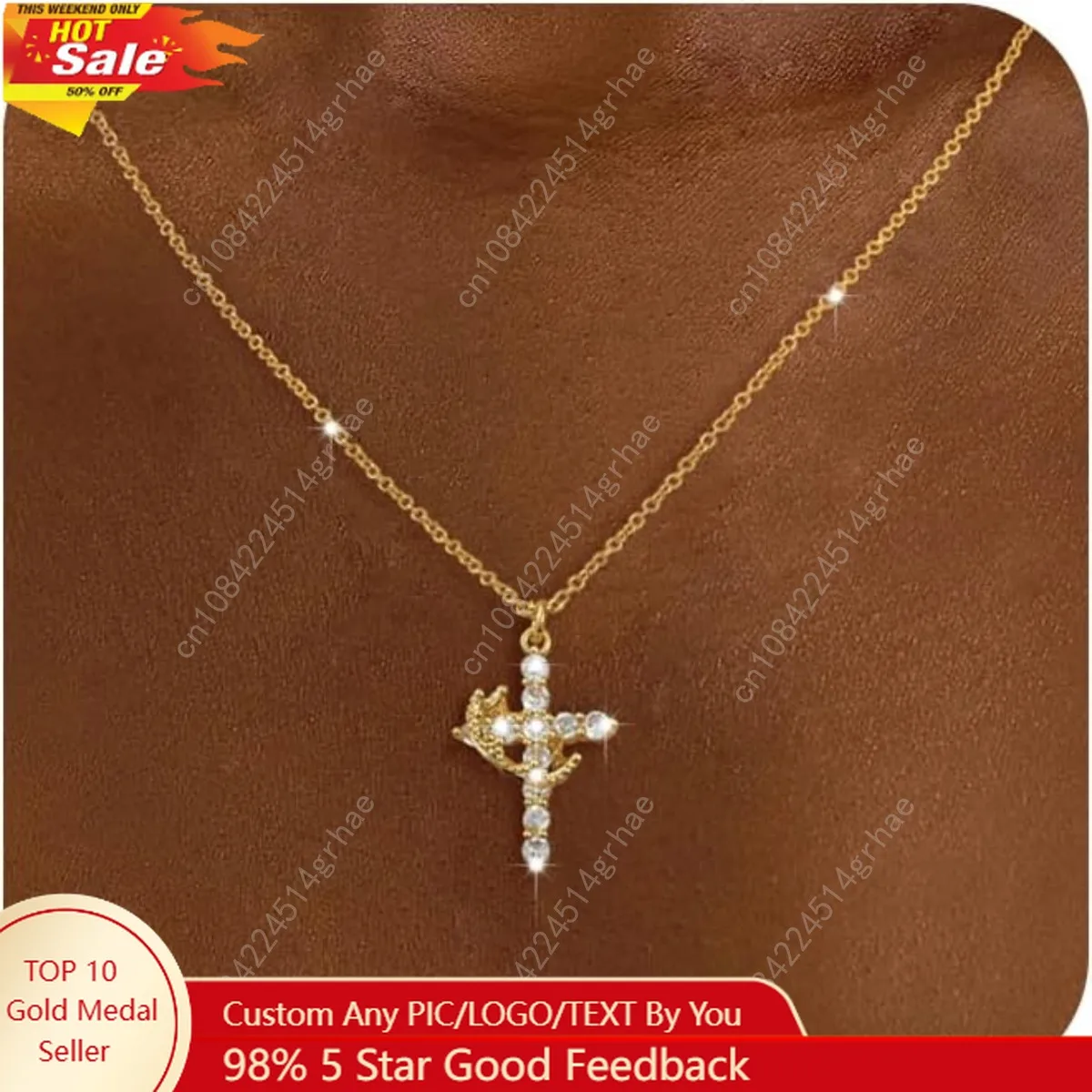 قلادة متقاطعة من الألماس للسيدات - قلادة رائعة من الزركونيا المكعبة من الذهب عيار 14 قيراط، قلادة متقاطعة ذهبية بسيطة