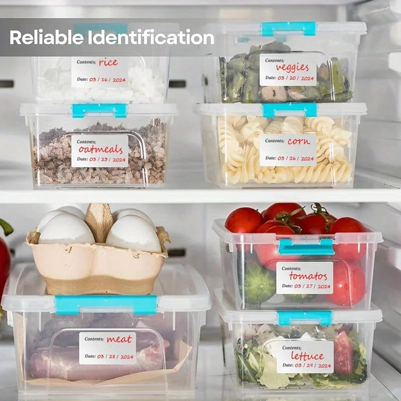 10 Sheets Total 100Pcs Waterproof Removable Freezer Labels, No Residue White Sticky Notes for Kitchen Organization