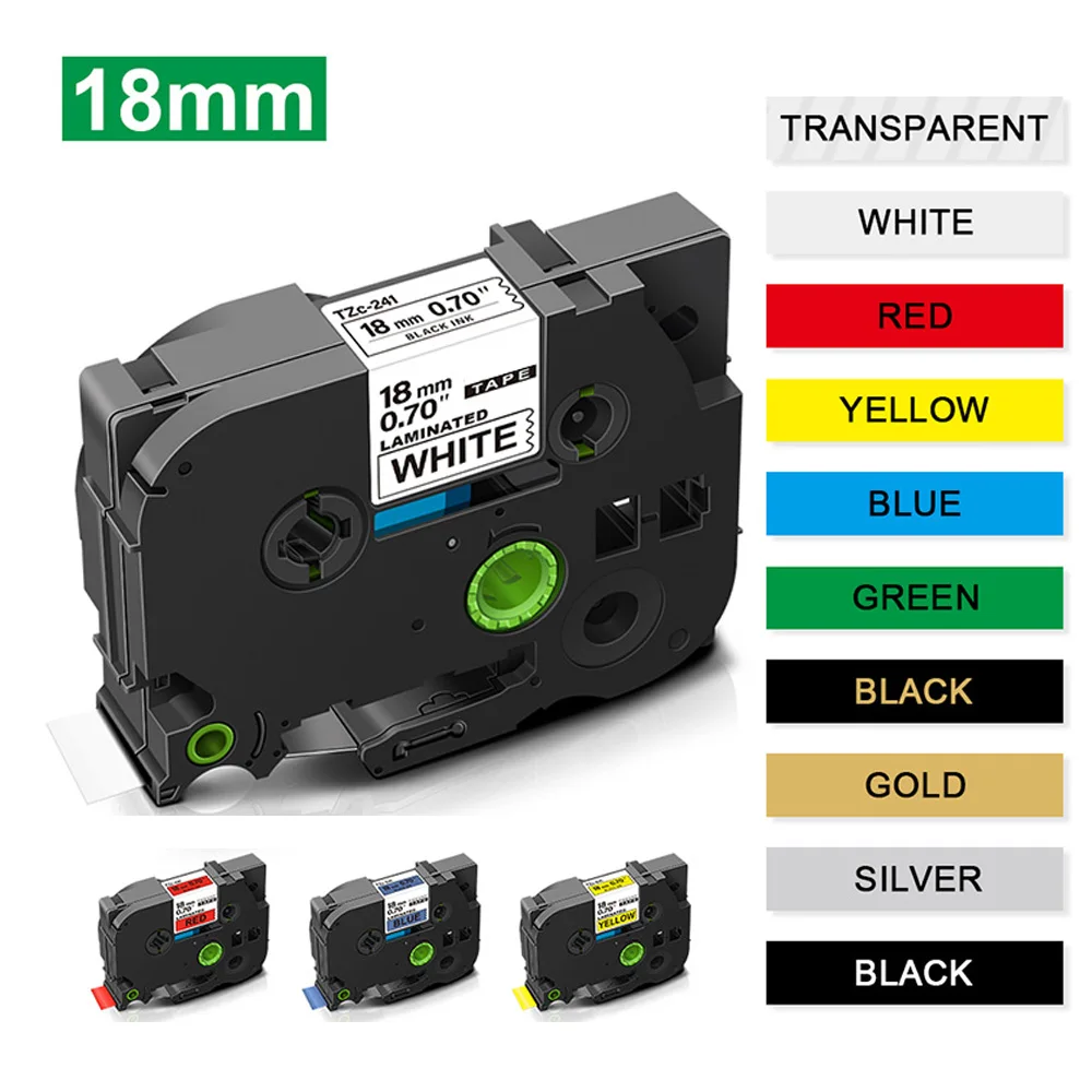 1pack Compatible Brother Label Tape 18mm TZe Label TZe241 TZe141 TZe641 TZe741 TZE-241 for Brother P Touch Label Printer