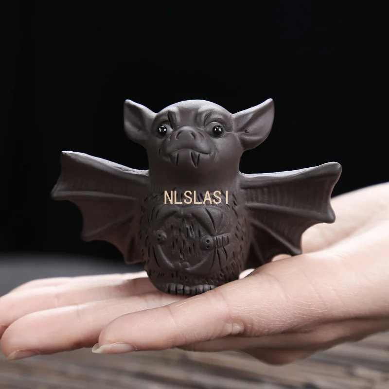 1pcs Loveliness Bat Puer Tea Pet Zisha Tea Accessories Ceramic Animal Figurines Household Office Porcelain Decoration Tea Play