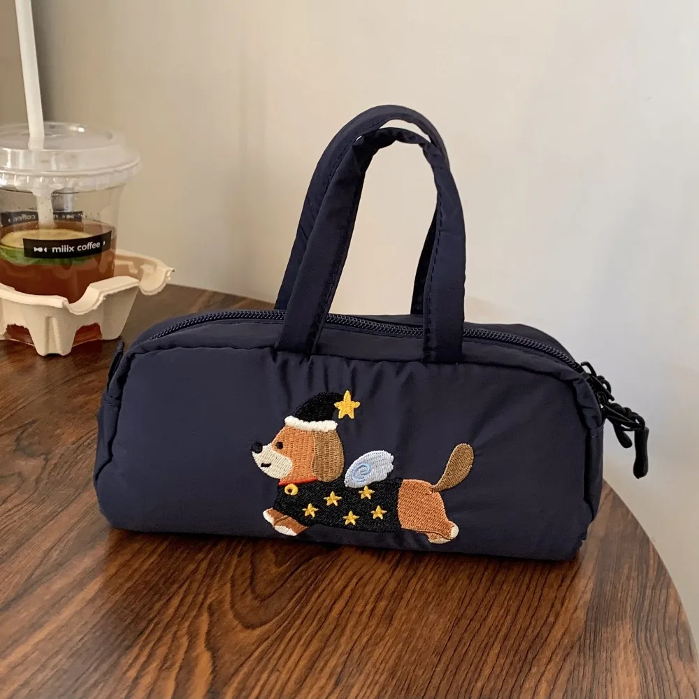 

Embroidered Dog Cartoon Pencil Case Desktop Storage Print Puppy Pencil Pouch Large Capacity Stationery Storage