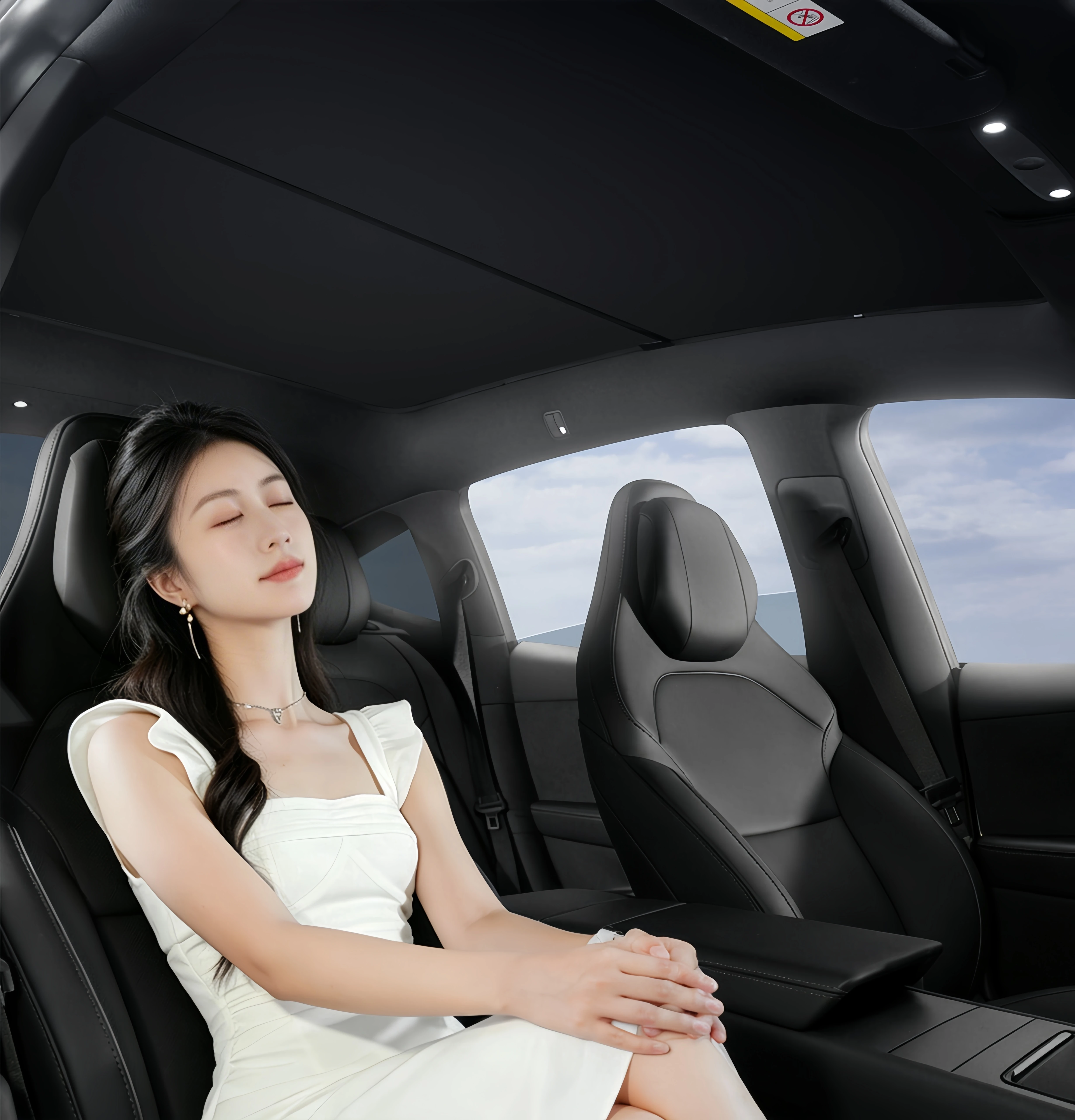 Für Model Y Yuniper /Model YL 2026+ Vorhang Auto-Dachisolierung Eiskristall UV-Schutz Wärmebarriere Deckenschutz – Detail 10