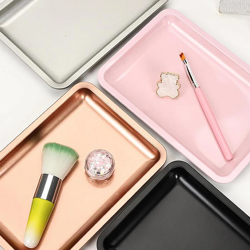 Stainless Steel Desktop Storage Tray Cosmetic Jewelry Nail Art Tool Tray Doctor Surgical Metal Organizer Plate