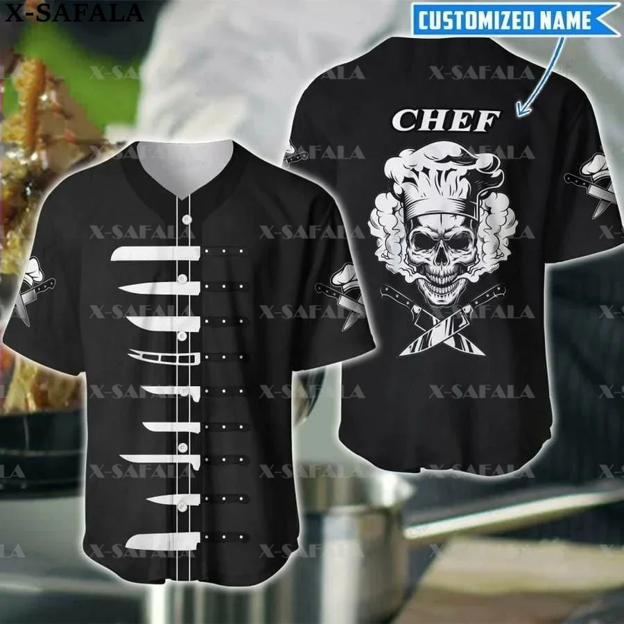 

Custom Name CHEF Master Chef Kitchen Uniform 3D Printed Baseball Jersey Summer Shirt Men's Tops Tee Oversized Streetwear-2