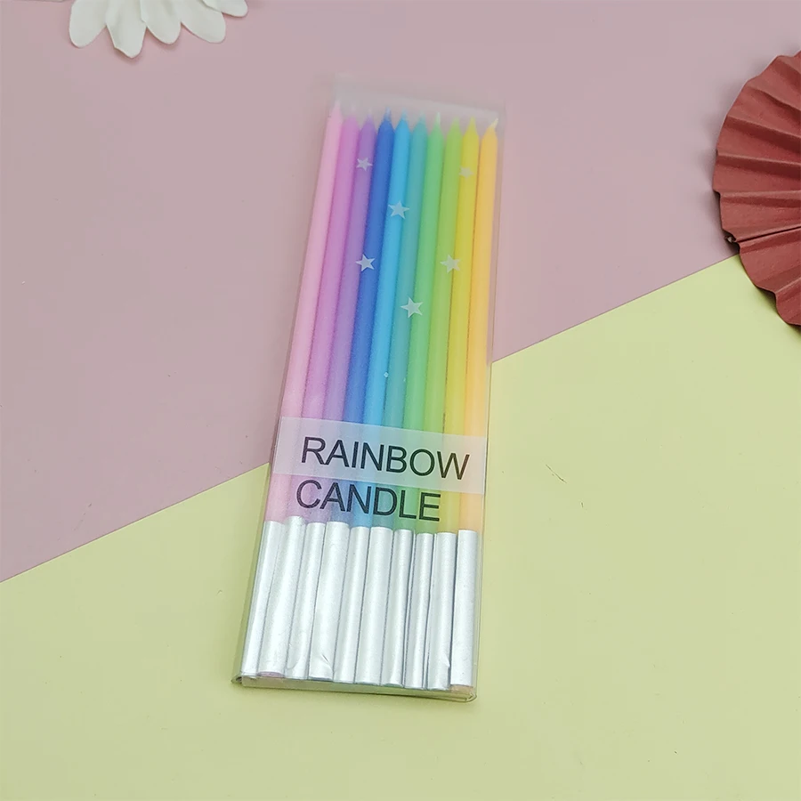 10PCS Buntstift Gewinde Kerzen Alles Gute Zum Geburtstag Kinder Party Kreative Gewinde Regenbogen Kuchen verziert Kerzen – Detail 5