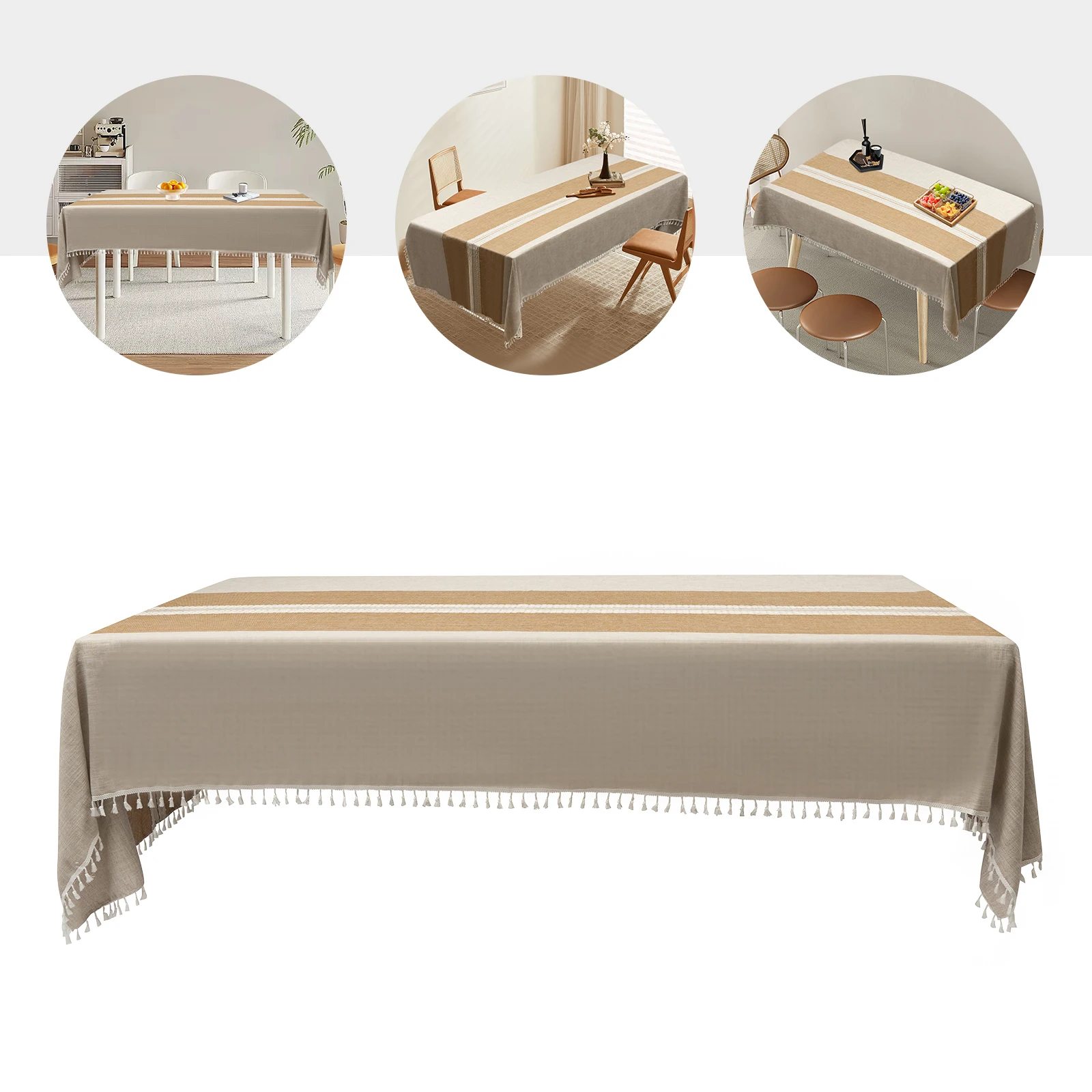 

Rustic Tablecloth(Coffee)—Waterproof Coating(Spillproof), Neat Stitched Edges(Durable), 2.65lbs(Good Drape) Easy Store(Foldable)