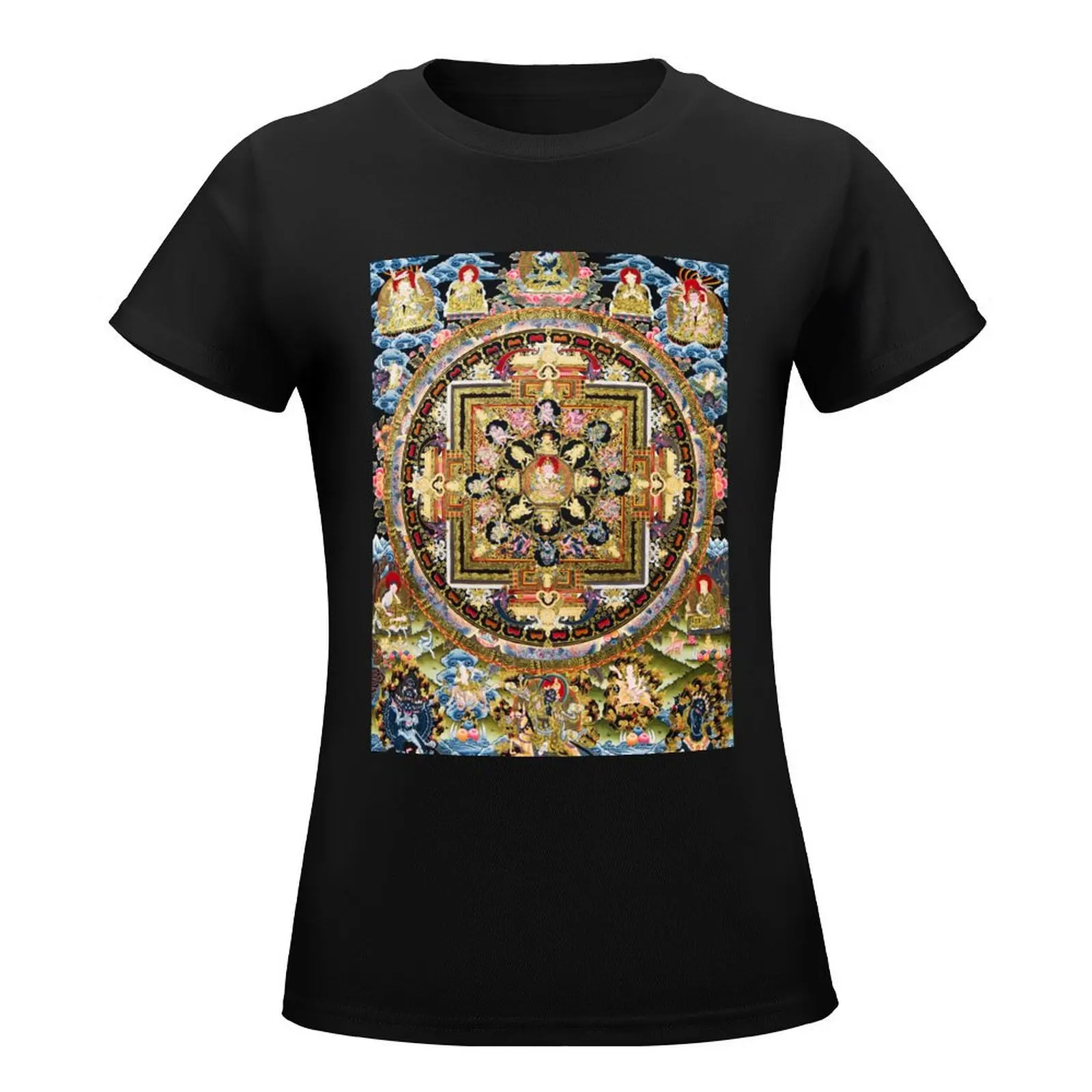 Mandala 85 Pink Gold Blue Mandala T-Shirt summer clothes vintage clothes cute tops tight shirts for Women