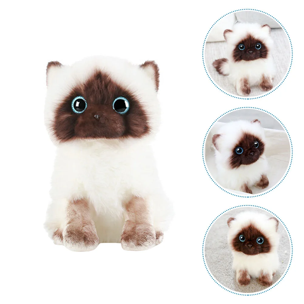 Plush Toy Stuffed Siamese Cat Creative Plaything Decor Animal Animals Toys