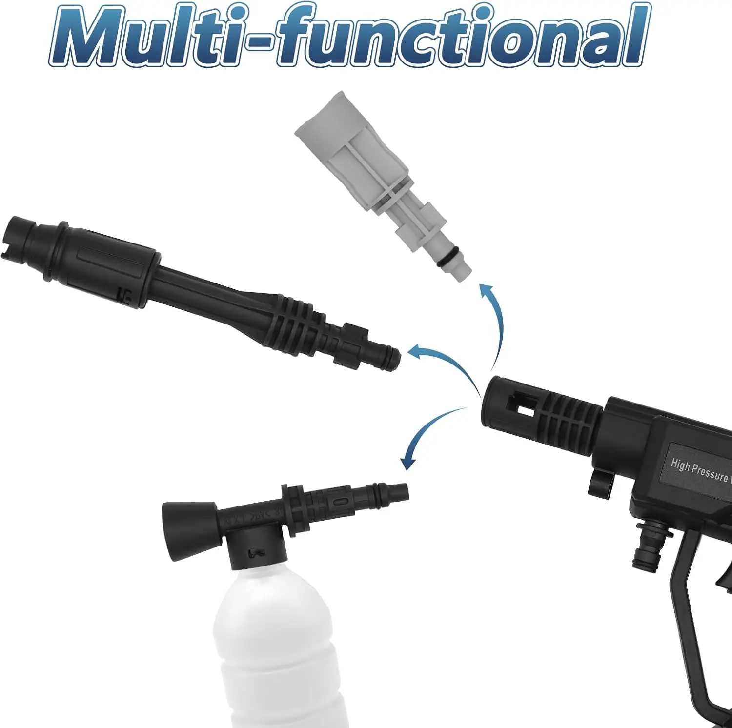 غسالة ضغط لاسلكية، تعمل بالبطارية، خرطوم 5 متر، فوهة قابلة للتعديل، محمولة للسيارة/الحديقة/الأرضية، بطارية 1 × 1.5 أمبير في الساعة