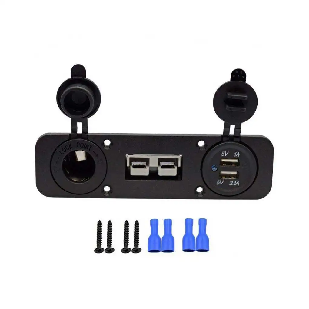 

3 In 1 Flush Mount Recessed Plate Dual Quick Charge Double USB Charger Panel 12/24V 50A Car Socket LED Camper RV