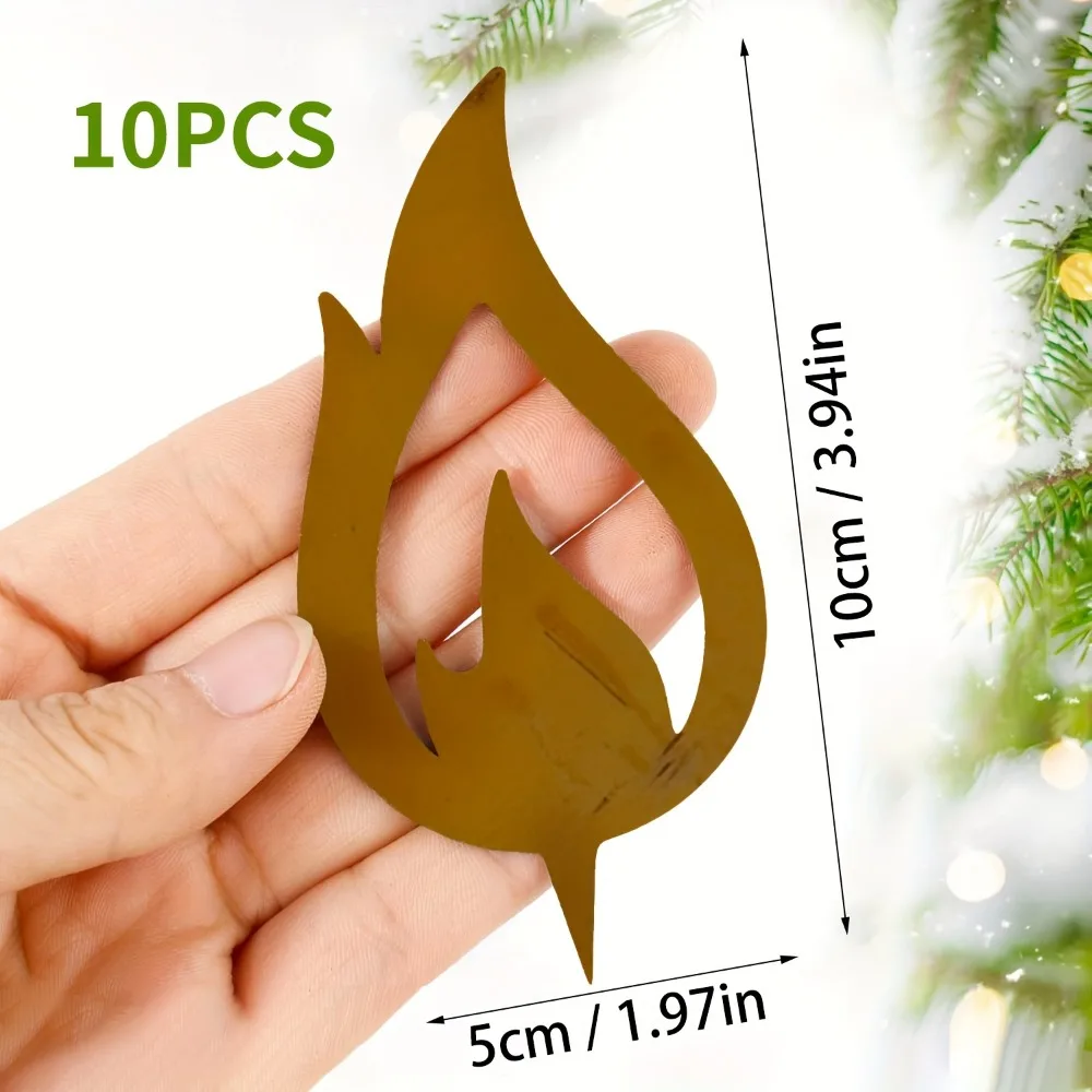 10 قطعة حديقة عيد الميلاد ريفي إدراج علامة مجموعة مع شمعة معدنية لهب صورة ظلية في الهواء الطلق عطلة ديكور مانعة لتسرب الماء الحديقة الفن #4