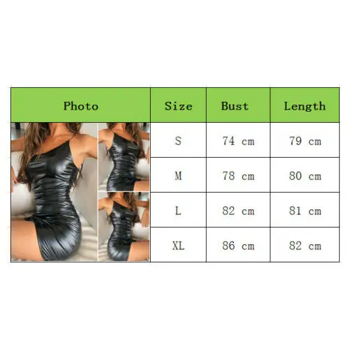 Women Bodycon Mini Dress Sexy Faux Leather Spaghetti Strap Sleeveless Birthday Party Dresses Sexy Backless Streetwear