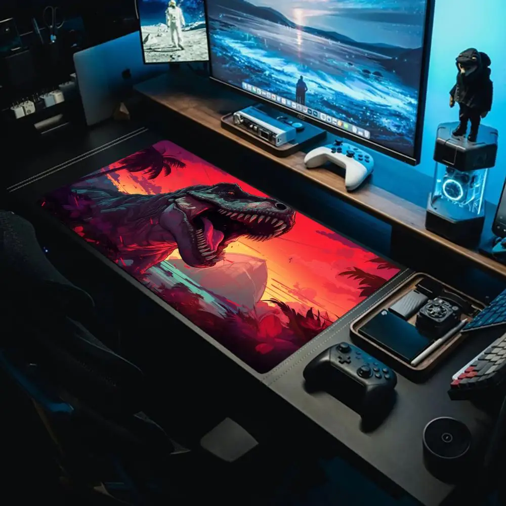

Vibrant Dinosaur Print Mouse Pad - Non-Slip Rubber Bottom, Washable, Perfect for Work, Gaming & Office Desks