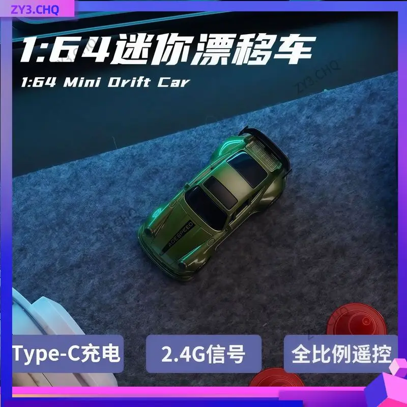 

New 1/64 4wd Drift Rc Car Adjustable Speed Mini Racing Vehicle Pocket Size Desktop Remote Control Toy Viral Gift For Boys Kids