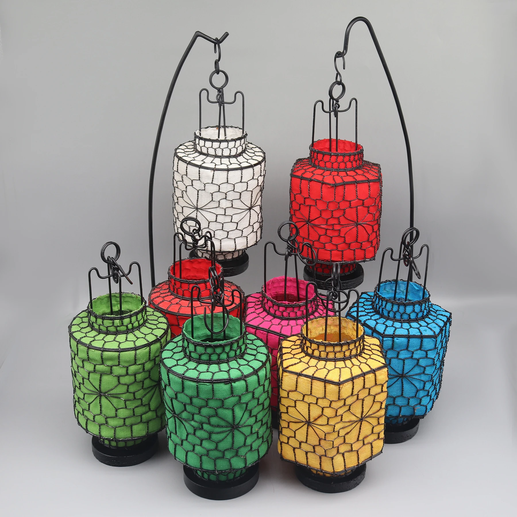 

Железный проводной фонарь на подкладке из ткани, подвесные украшения, праздничное украшение