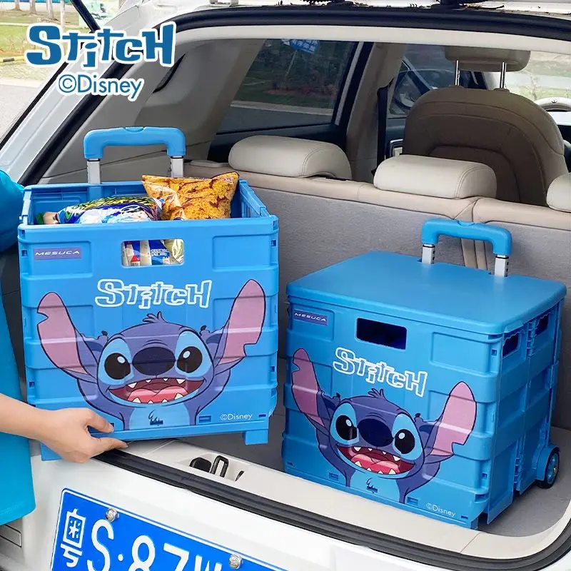 Disney Stitch Alien Lotso new cartoon cute men and women car trunk multi-functional outdoor supermarket foldable trolley case