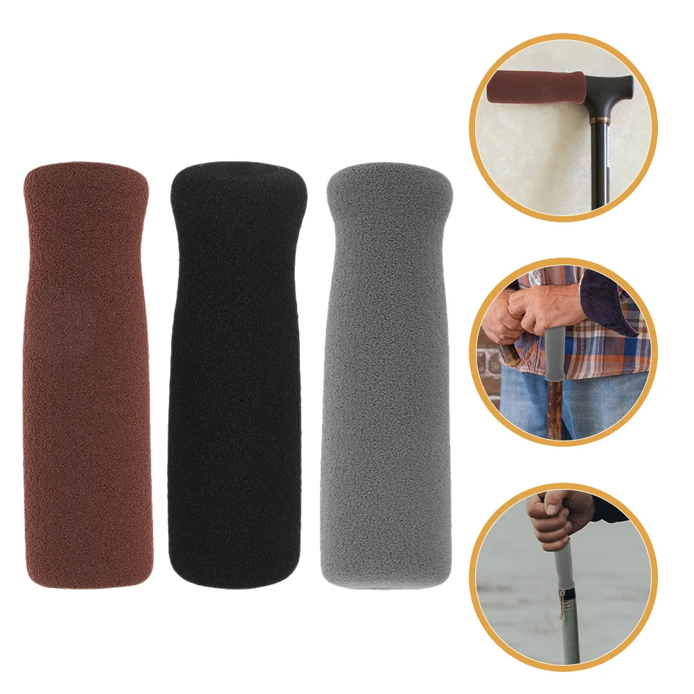 3 Pcs Anti-skid Crutch Handle Wraps Accessories Thicken Grips Crutches Elderly Cane Rubber Thick Canes Crutch Grips Cane Wraps