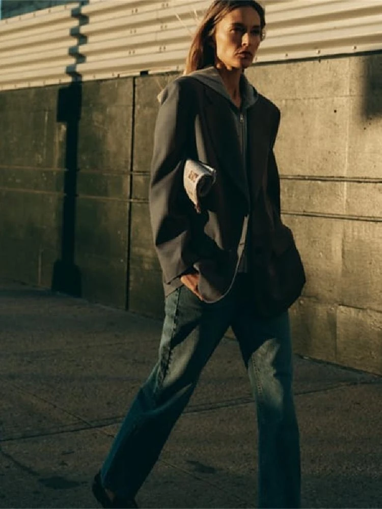 Z Nuovo design da donna Lungo Sve Felpa Sle Suit Jaet con cappello Patchwork Capispalla invernale Pendolarismo Faion Poliestere