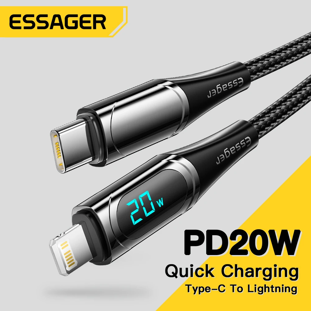 ESSAGER USB C Cable PD 20W USB Type C Charger Cable For iPhone 14 13 12 11 XR Pro Max 3A Fast Charging Cable Type C Wire Cord