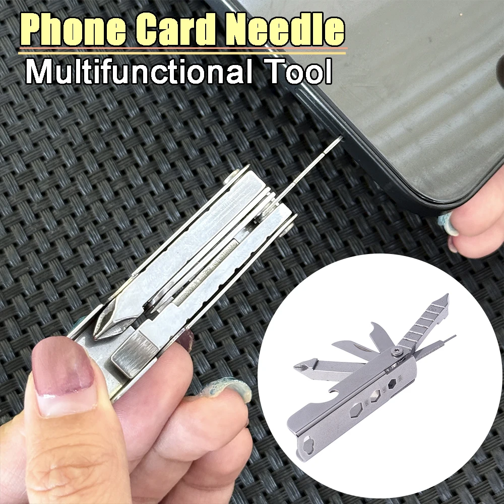 

Multifunctional Phone Card Needle Portable Tool Pliers Screwdriver Mini Tool Knife Bottle Opener Phone Holder Portable Tool Set