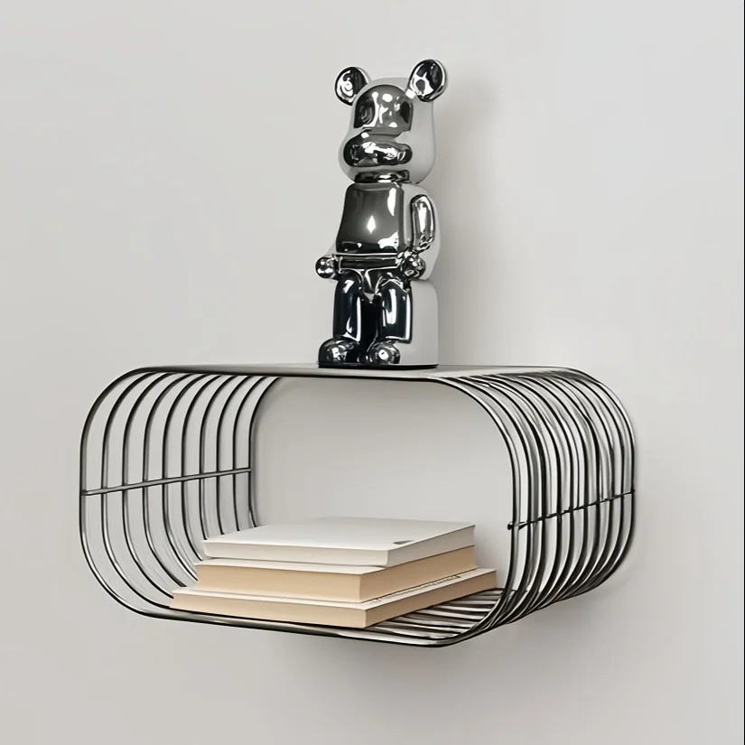 Iron Art Metal Wall Shelves Modern Book Storage Shelf Sofa Side Table Home Kitchen Bathroom Organizer Room Accessories