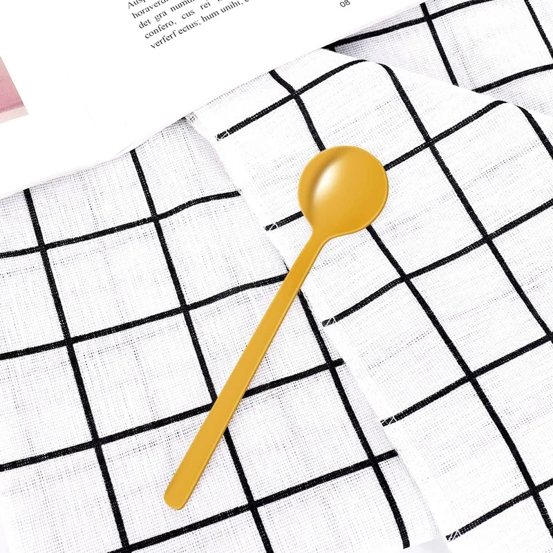 Round Shape Coffee Spoon Stainless Steel Mini Teaspoons Sugar Dessert Spoon Ice Cream Soup Spoon Kitchen Accessories(Gold)
