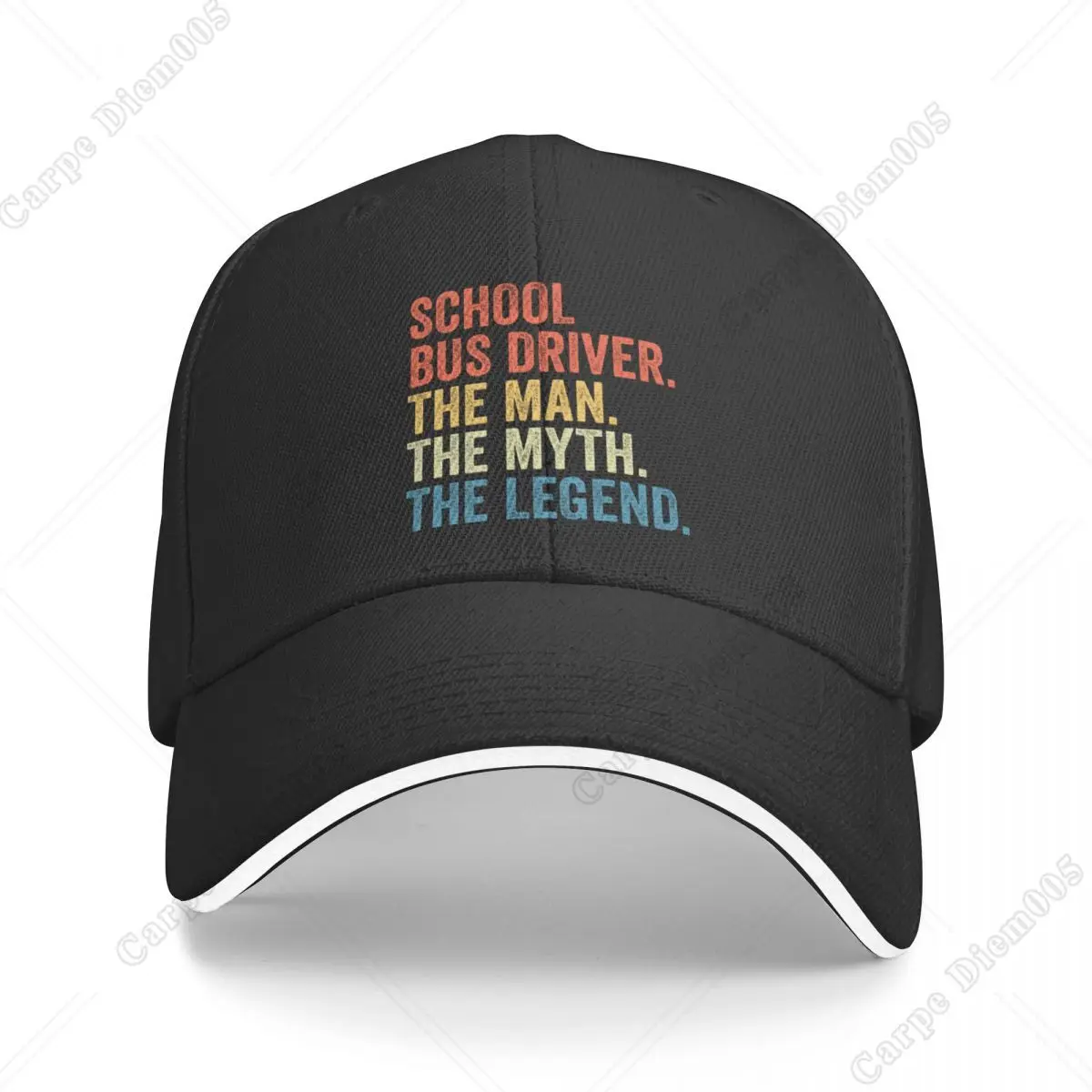 

School Bus Driver The Man The Myth The Legend Gift Funny Bus Driver Baseball Cap Beach Outing Cap Men