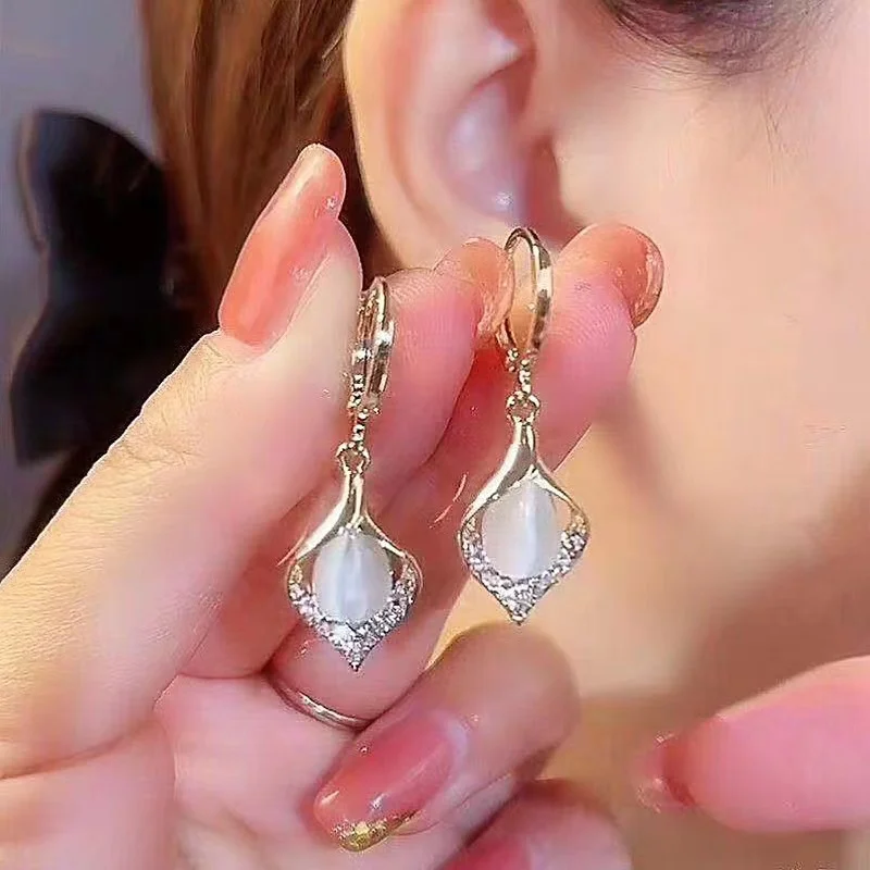 2023 New Women\'s Accessories Purple Crystal Zircon Earrings Women\'s Wedding Party Anniversary Gift Jewelry Earrings