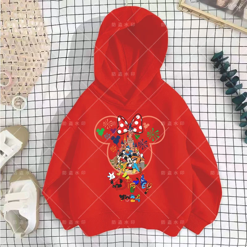 Mode Disneyland Reise Urlaub Kleidung Karikatur Hoodie Kinder Top Cartoons Disney Kawaii 2024 Mädchen Kleidung Junge Disney Kinder