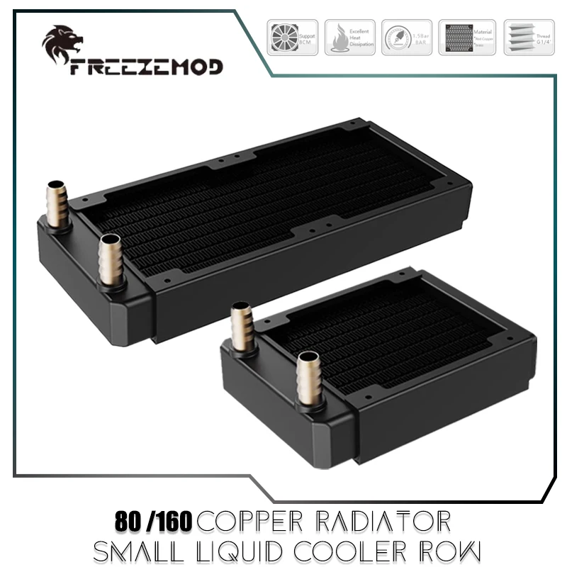 Watercooler Heatsink,80/160 Copper Radiator Small Liquid Cooler Row For Server & Drone&Medical Printing Laser