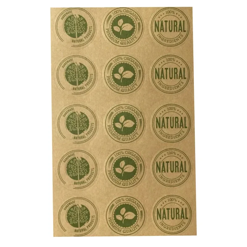 100% Organic / Premium Quality / Ingredients / Handmade / Natural Prooucts / Gift Sealing Sticker Tags Decoration Label Sticker